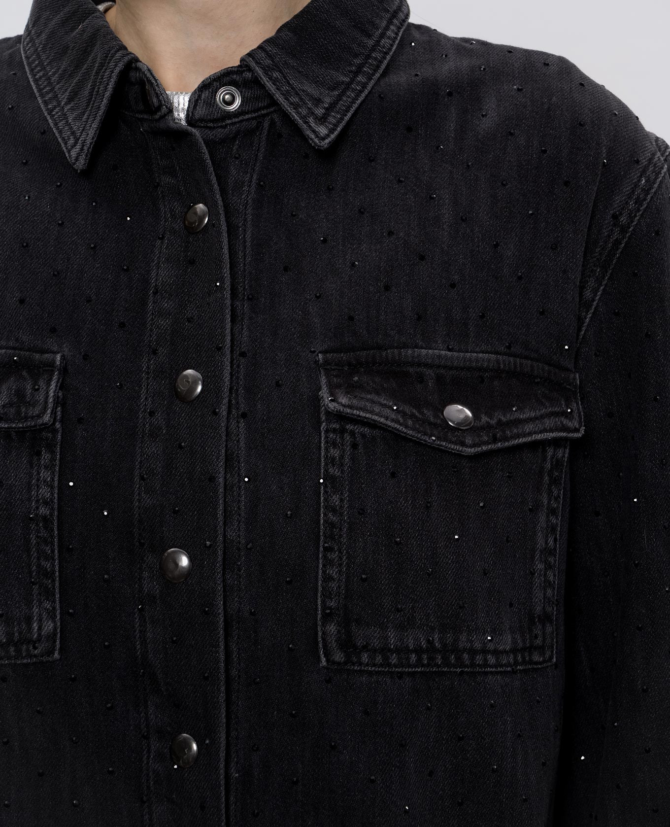 

Black denim shirt with logo Twinset