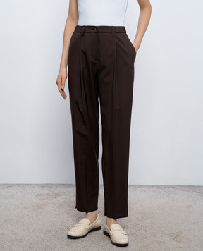 Marco Pescarolo Zeza brown wool and silk trousers ZEZAD5314