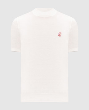 Brunello Cucinelli White T-shirt with embroidered emblem M29800104