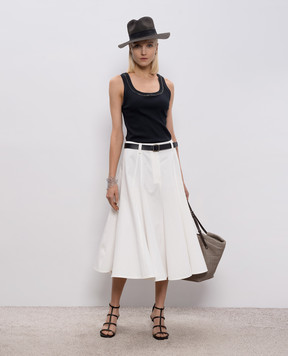Brunello Cucinelli Black ribbed top with monil chain MG902BW710