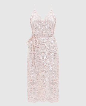 Twinset Pink lace midi dress with sequins 261TP2630