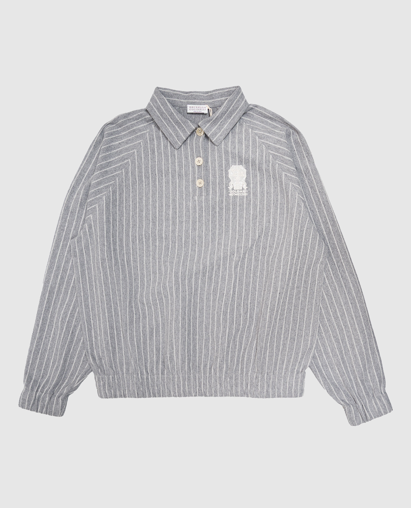Children's gray sweater with polo collar Brunello Cucinelli