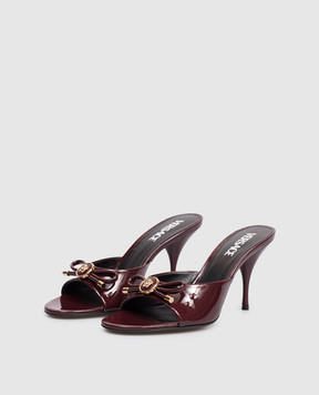 Versace Opera Bow burgundy patent leather mules 1018239D2VE