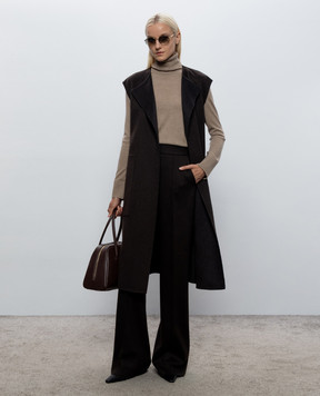 Agnona Brown cashmere long vest TV1201AD7036