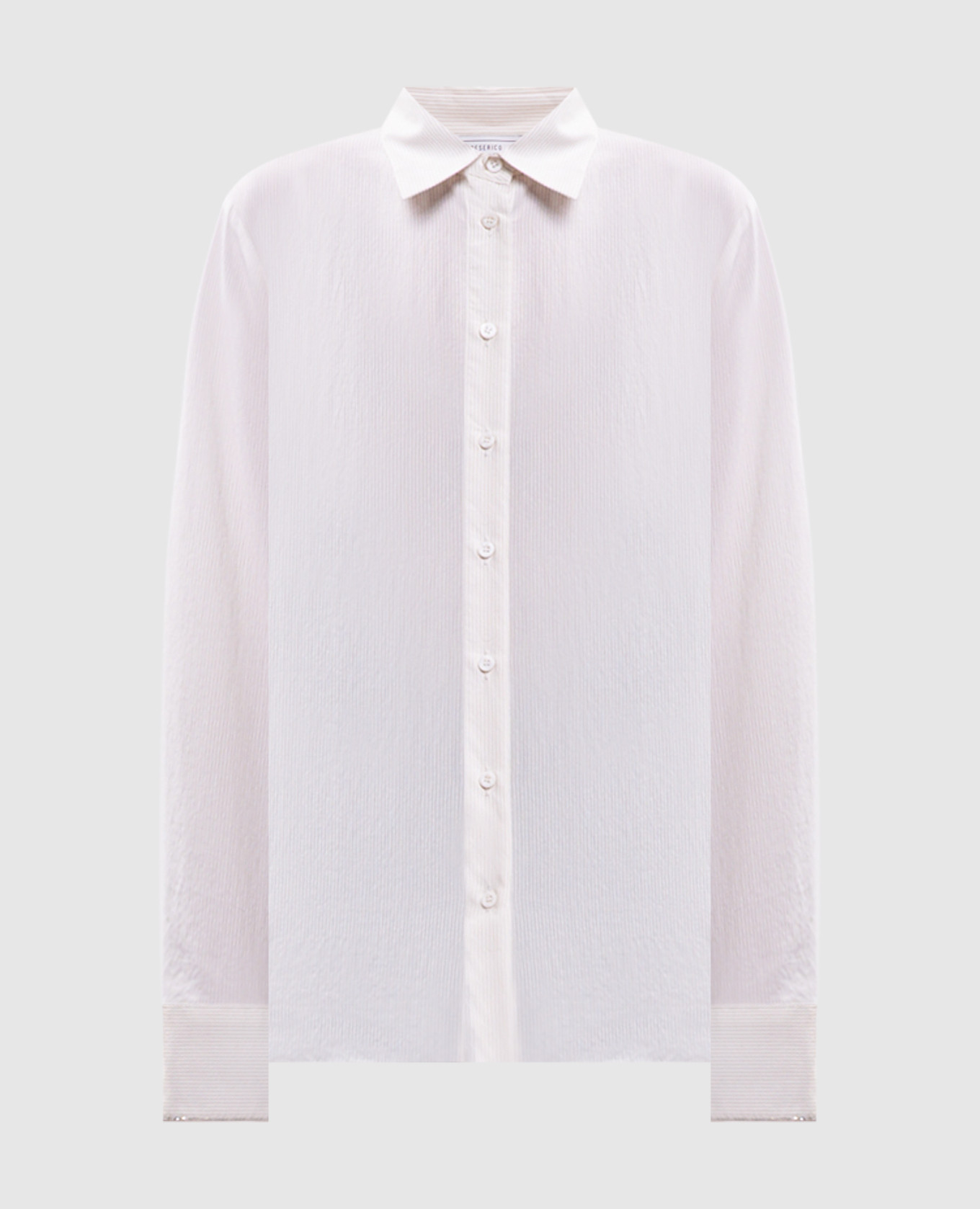Ivory striped shirt with monil chain