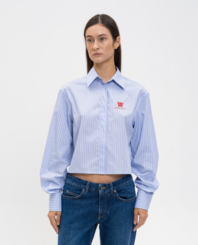 Off-White Blue striped cropped shirt 2GE02AF25FAB001