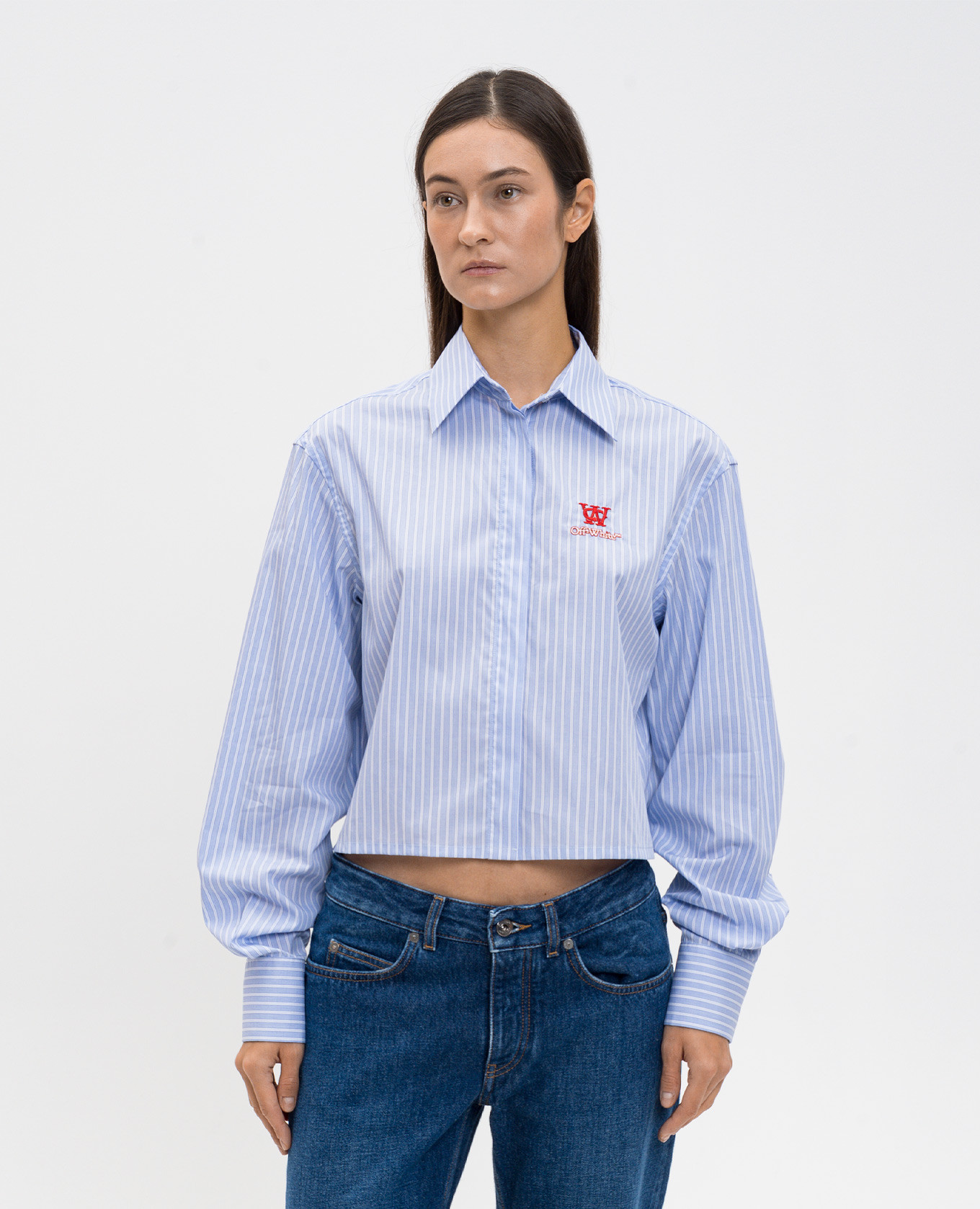 

Blue striped cropped shirt Off-White, Light blue