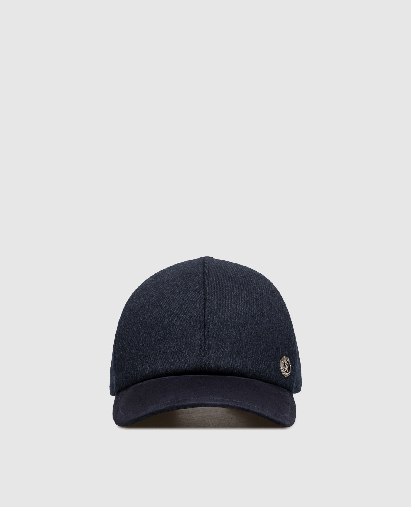 Blue wool and cashmere cap with suede peak