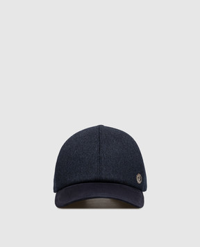 Stefano Ricci Blue wool and cashmere cap with suede peak MCV63SB05EWC003V