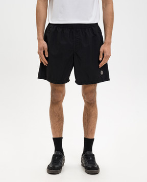 Stone Island Black swim shorts with logo patch L1S15B100B09S0046
