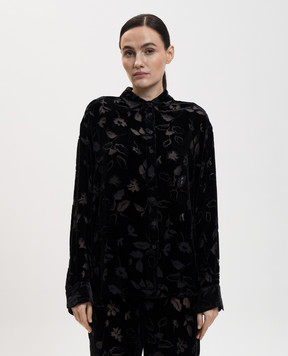 Asceno Maya black velvet shirt T063F65C01