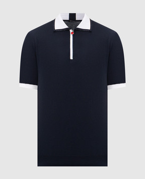 Kiton Blue polo with contrast piping UMK0571