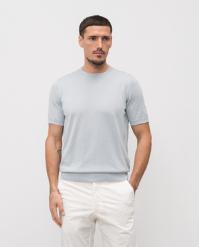 Enrico Mandelli Blue silk t-shirt 3K004A5645
