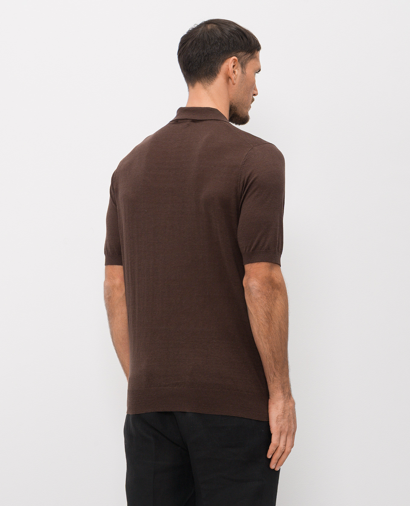 

Brown silk and linen polo shirt Cashmere&Whiskey