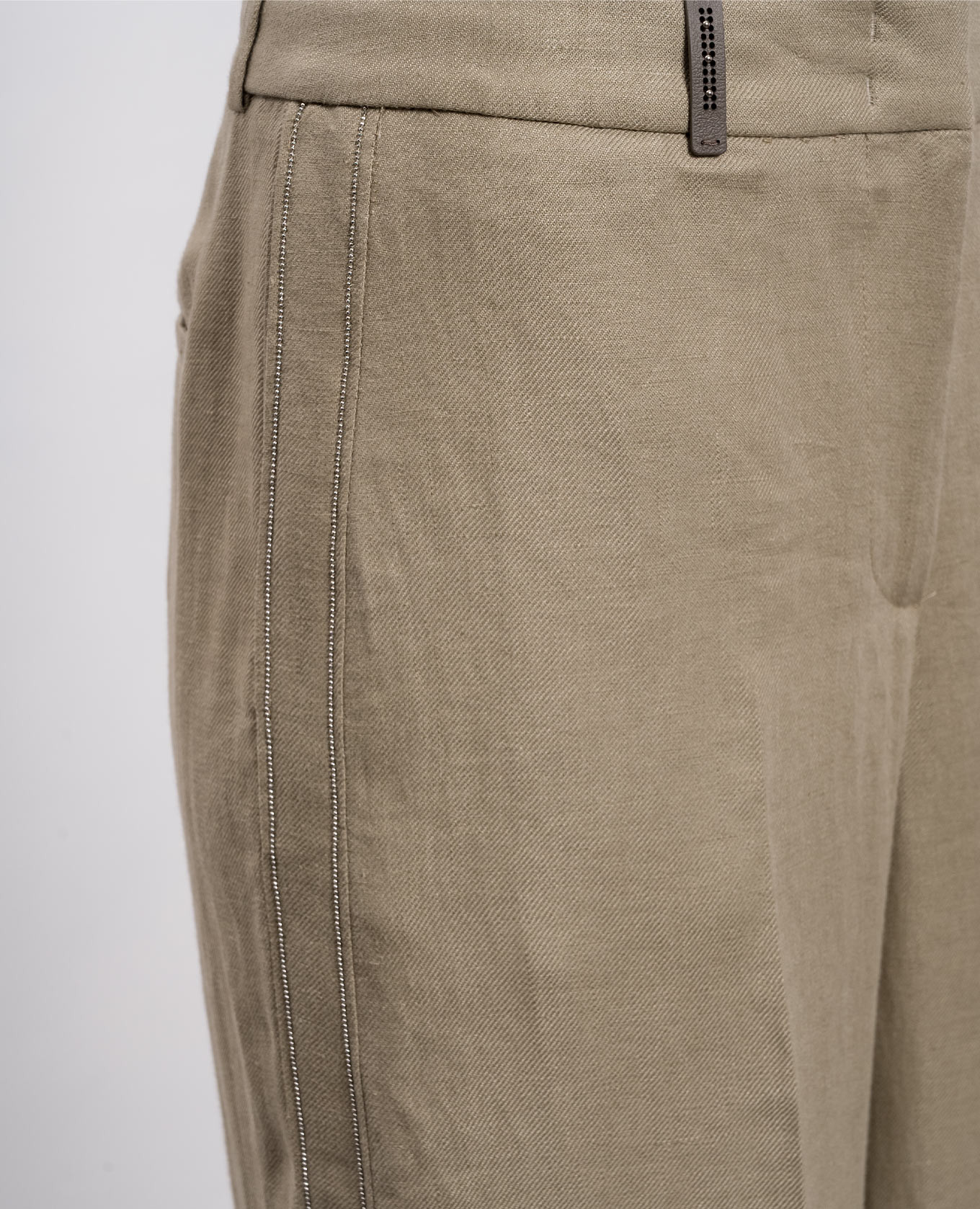 

Khaki linen pants with chain Peserico