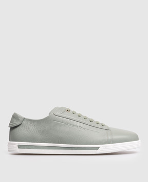 Stefano Ricci Green leather sneakers with monogram logo UV33G6662MR