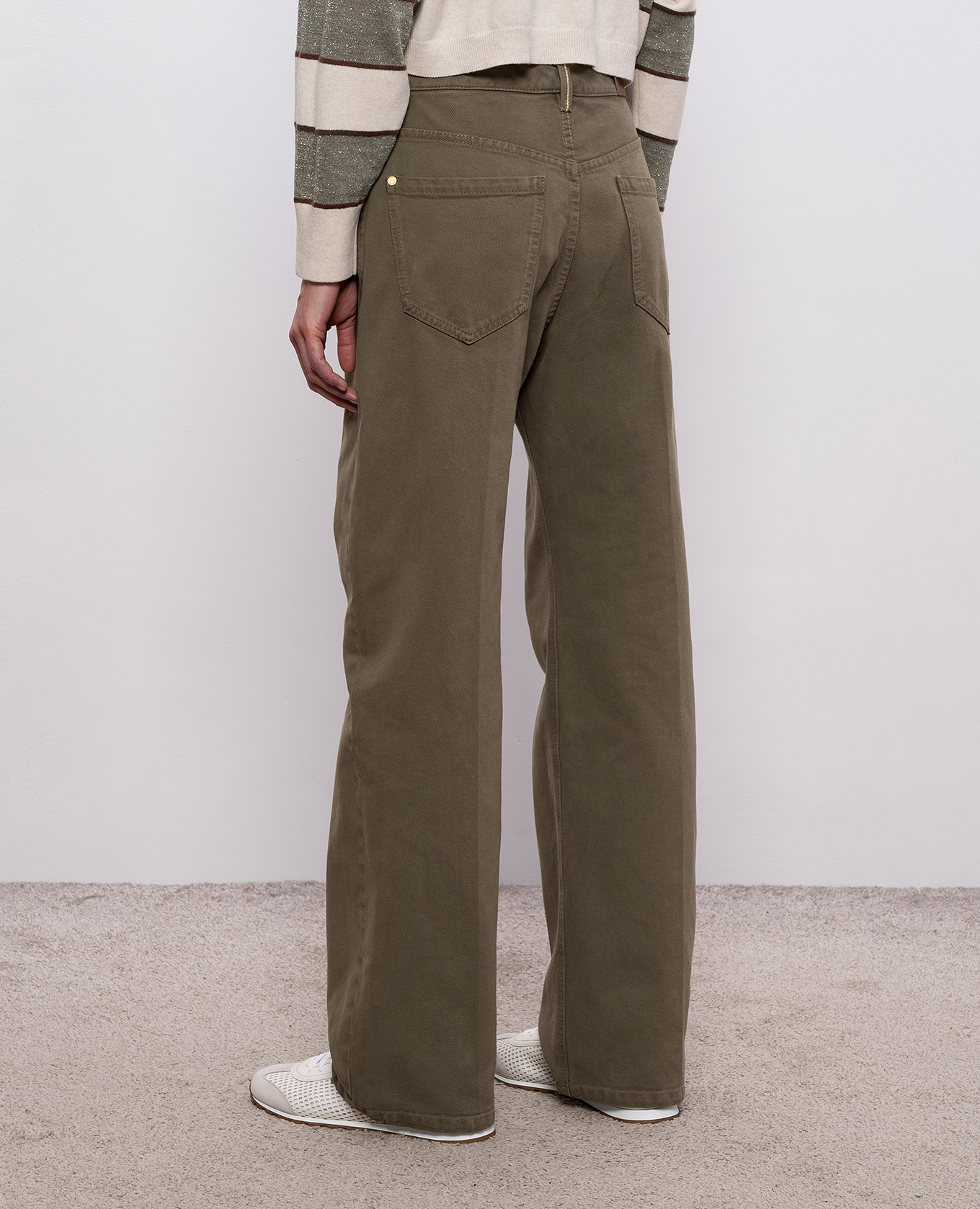 

Khaki jeans with logo patch Brunello Cucinelli