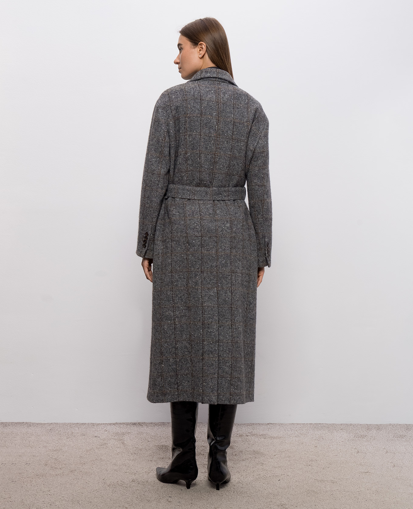 Gray checkered coat Brunello Cucinelli 4