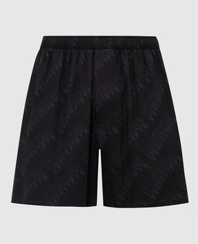 Balenciaga Black shorts with logo print 871411TUL02