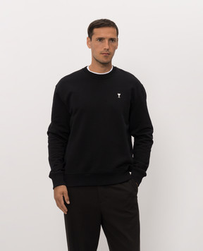 Ami Paris Black sweatshirt with embroidery HSW763730