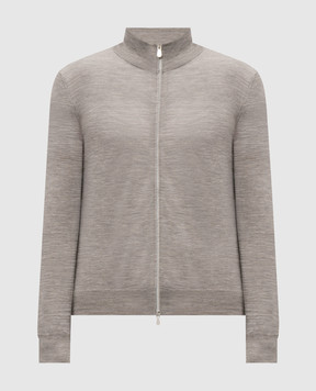 Brunello Cucinelli Gray cashmere cardigan with zipper M2400106