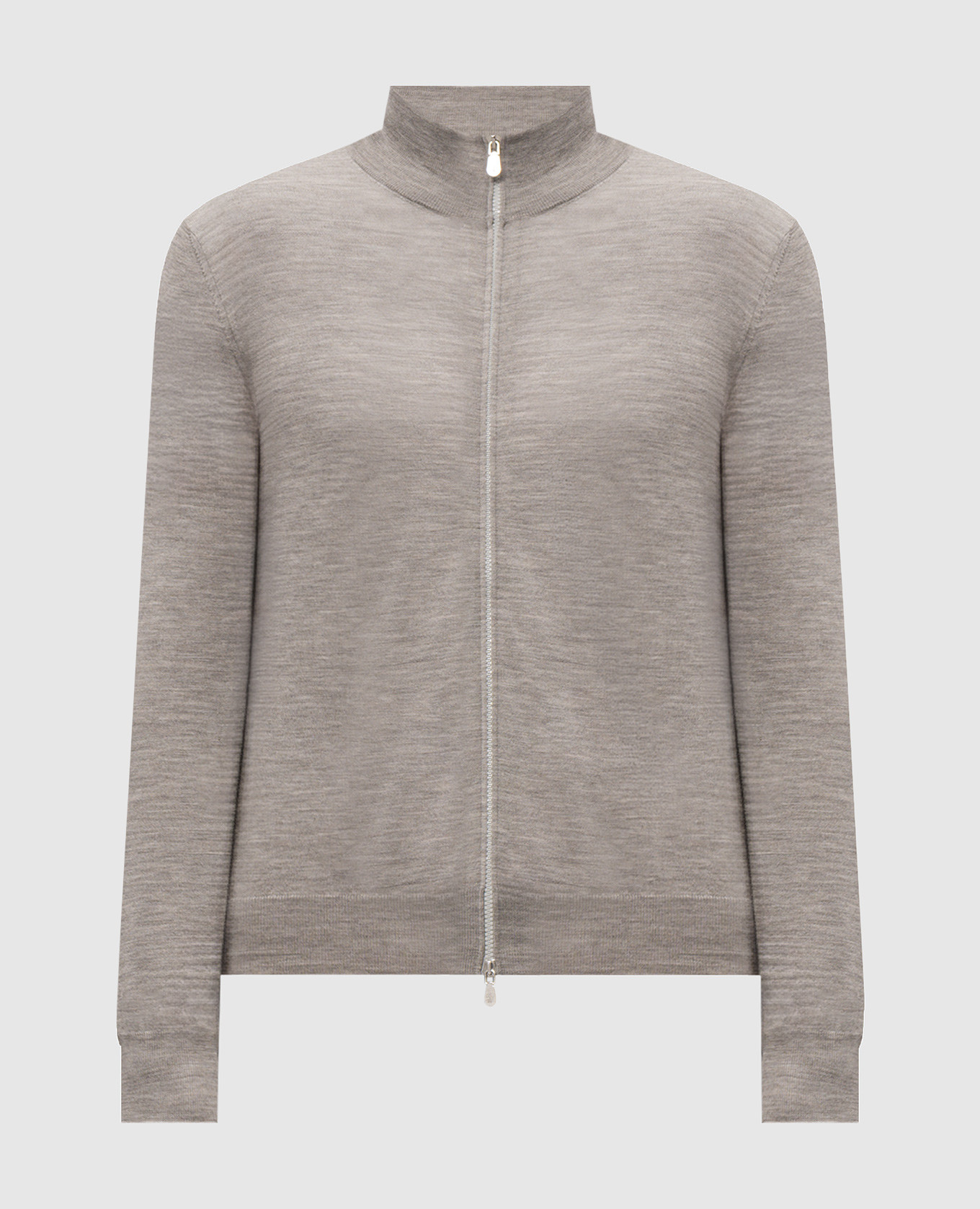 Gray cashmere cardigan with zipper