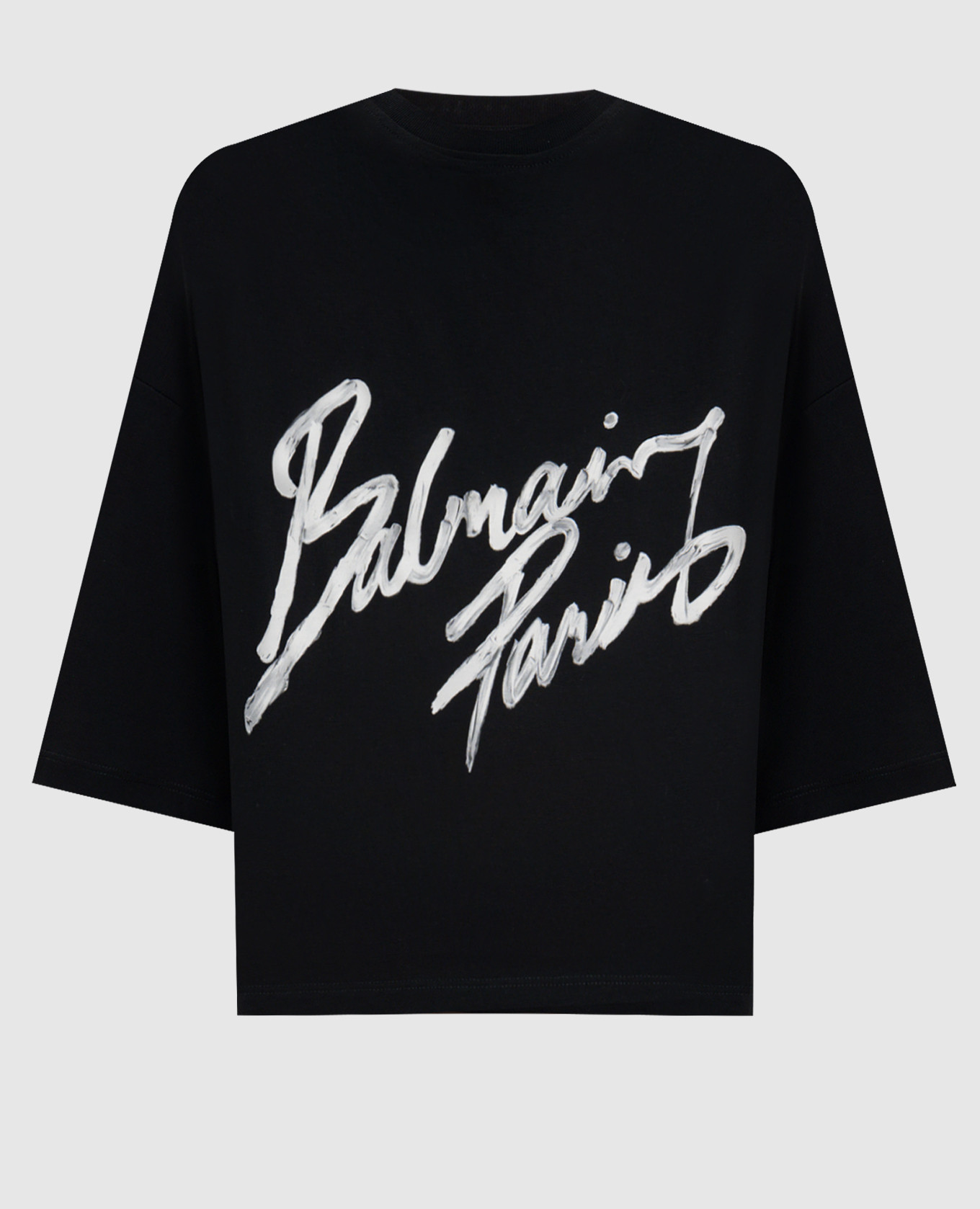 Black cropped T-shirt with logo