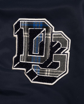 Dolce&Gabbana Children's blue bomber jacket with monogram patch L4JB8IFUS44814