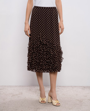 Valentino Brown polka dot silk skirt 8B3RAEP59AB