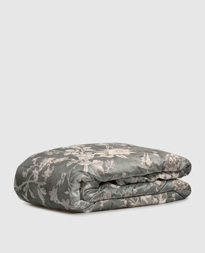 Blumarine Home Grey velour bedspread Regale with floral pattern H0000210085