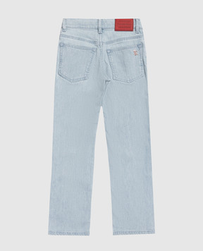 Stefano Ricci Children's blue jeans with logo patch YST6103030T0217