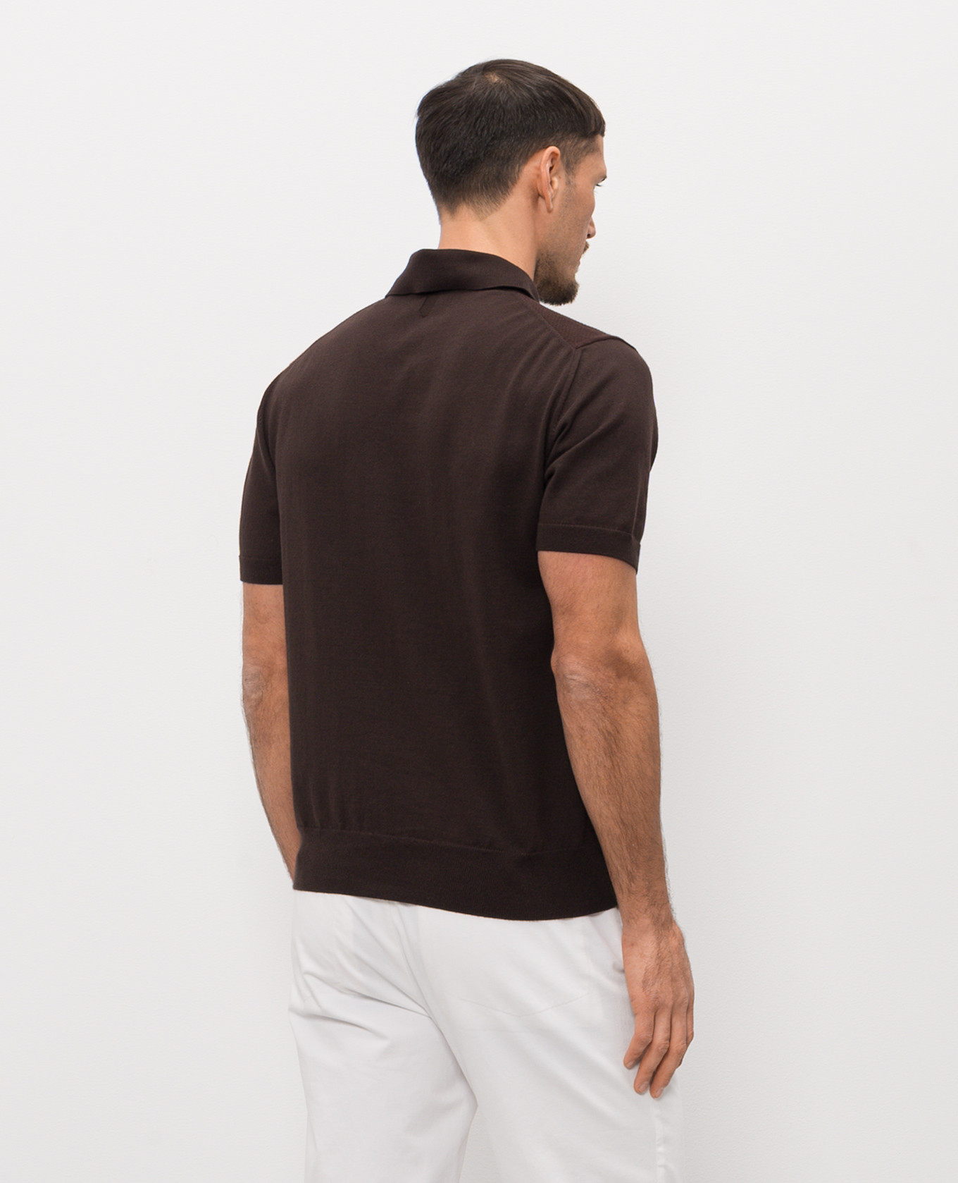 

Brown cotton polo shirt with woven pattern Canali