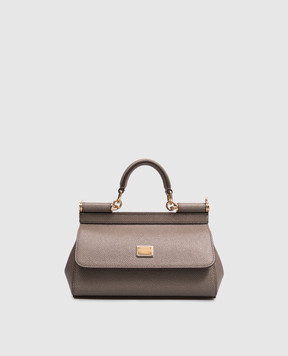 Dolce&Gabbana Sicily brown leather mini bag with logo BB7116B1001