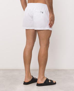 Dolce&Gabbana White swim shorts with logo patch M4F62TON0DK