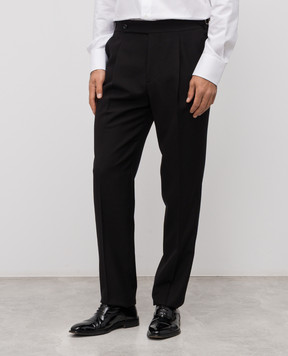 Brunello Cucinelli Black silk and wool striped pants MY480PS03