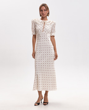 Alessandra Rich Ivory polka dot silk dress FABX4449F4831