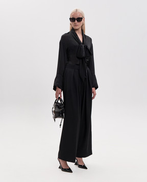 Balmain Black straight-leg wool trousers HF1PO170WC09