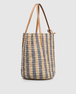 Valentino Beige striped raffia tote bag 8W2B0R37UHK