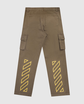 Off-White Children's khaki jeans with logo patch 44BCF008S26F001
