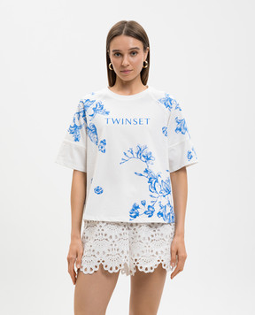 Twinset White T-shirt with floral print 261LM2SDD