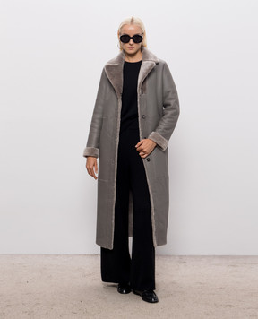 Babe Pay Pls Gray reversible sheepskin coat with belt 2634SETA