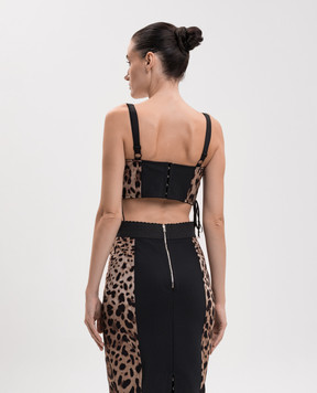 Dolce&Gabbana Brown leopard print bustier top F7BK9TFSUBF
