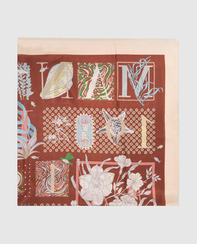 MANTERO 1902 The Greenhouse Memories Brown Silk Scarf 0902F0630157426