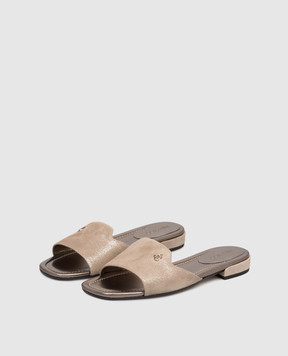 Jimmy Choo Dina brown suede flip-flops with lurex DINAFLATSHS