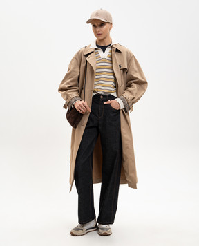 Brunello Cucinelli Ivory striped pullover with lurex MAZ263805P