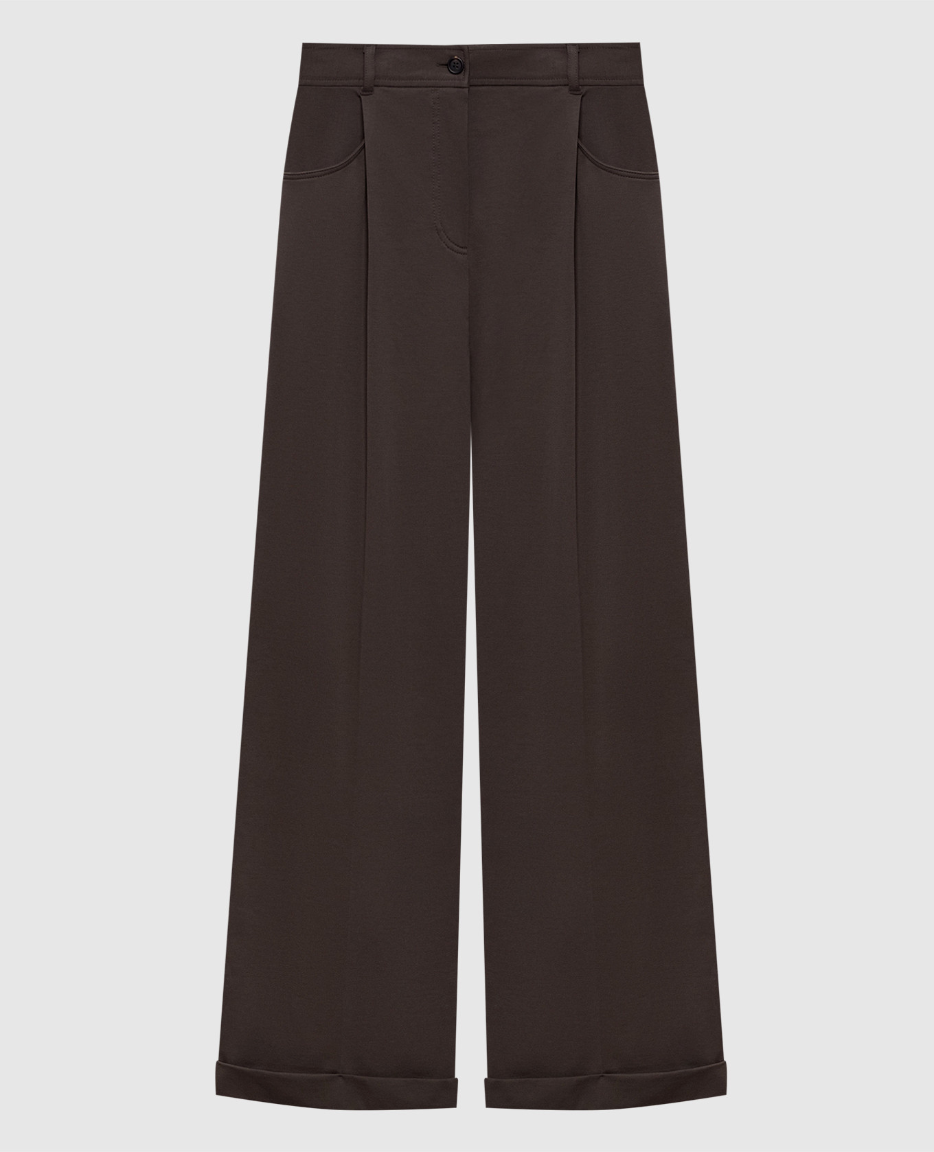 Pantalon marron à revers