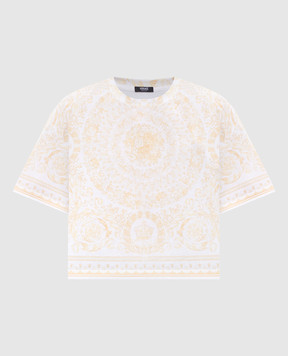 Versace White T-shirt with Barocco Jacquard print 10231611A17251