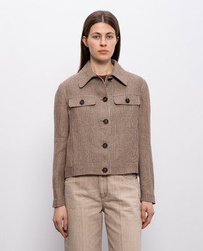 Brunello Cucinelli Brown Windsor Check Linen Jacket ML1227583