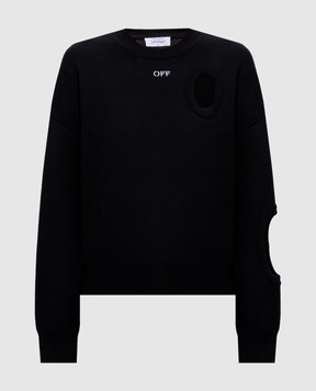 Off-White Black wool jumper with figure-hugging necklines 2FE00527T