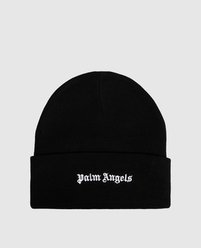 Palm Angels Black hat with logo embroidery PAMLC003KN001
